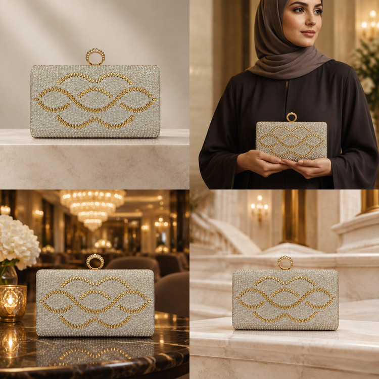 کیف مجلسی زنانه طرح نگینی مدل 301