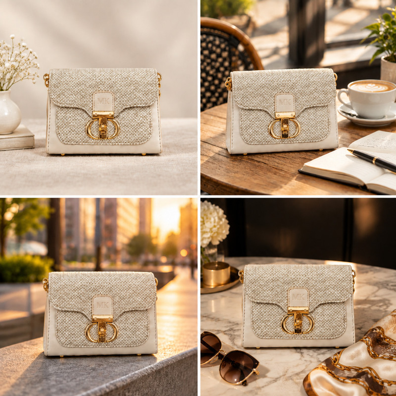 کیف زنانه طرح کنف و چرم کد 403